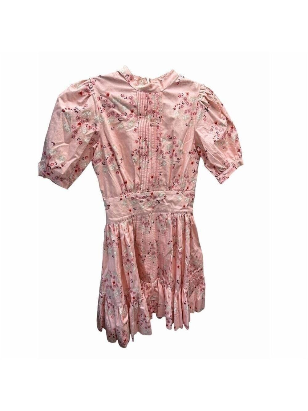byTiMo Women's Floral Cotton Puff-Sleeve Mini Dress Pink Size S cottage core - Picture 3 of 9